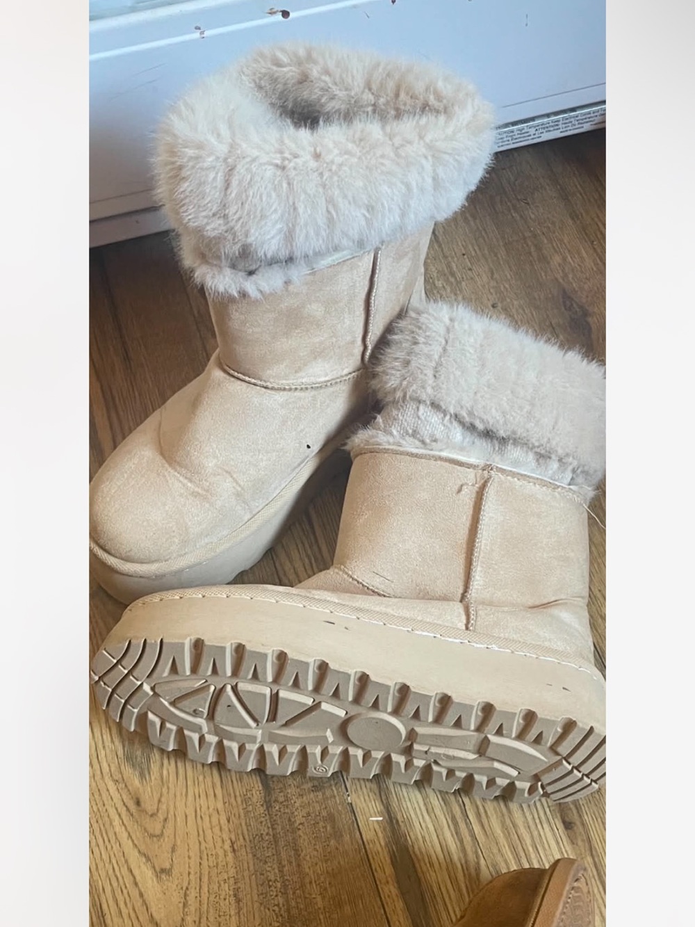 Cozy Plush-Lined Ankle Booties in Tan - Picture 2 of 2